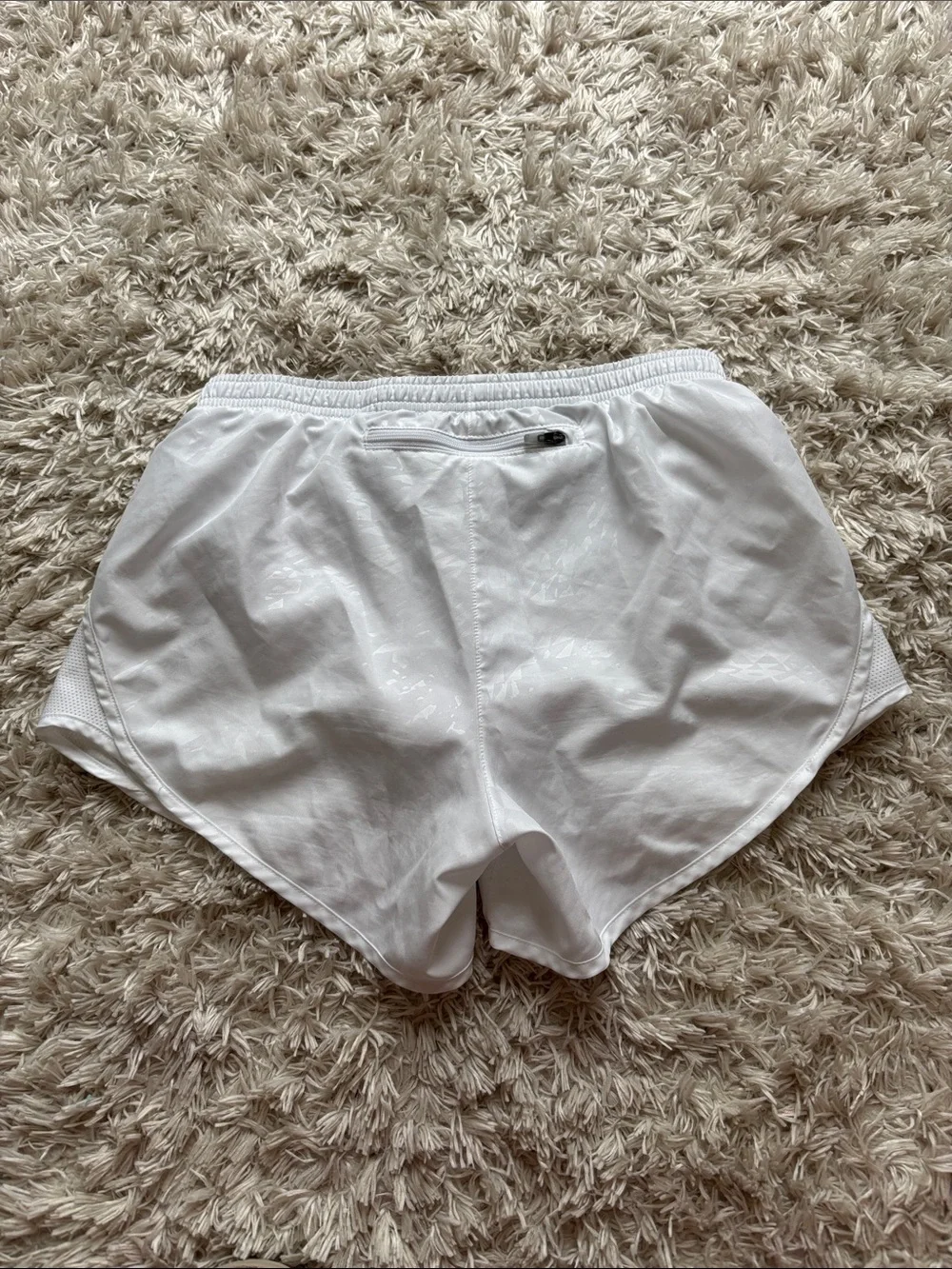NWOT Nike Women’s White Athletic Running Shorts with Gray Swoosh XS